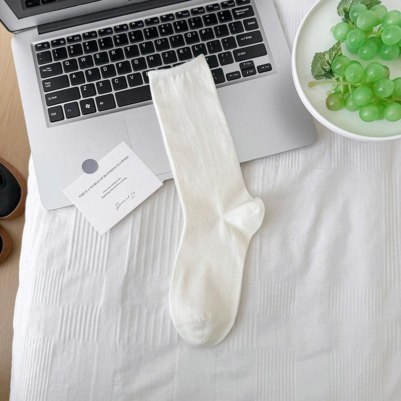 Versatile Boneless Confinement Socks Casual Girl Small Long Tube Stacked Socks Solid Color Black And White Gray Series