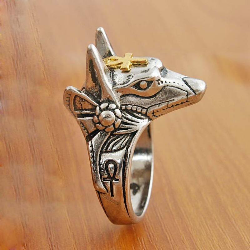 Retro Domineering Creative Self-defense Egyptian Cross Men's Punk Bracelet Ring