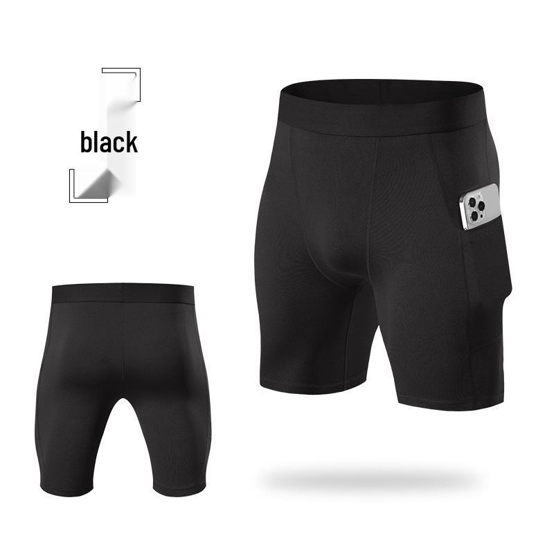Мужские компрессионные шорты для баскетбольной тренировки, быстросохнущие, с карманами XL чёрный