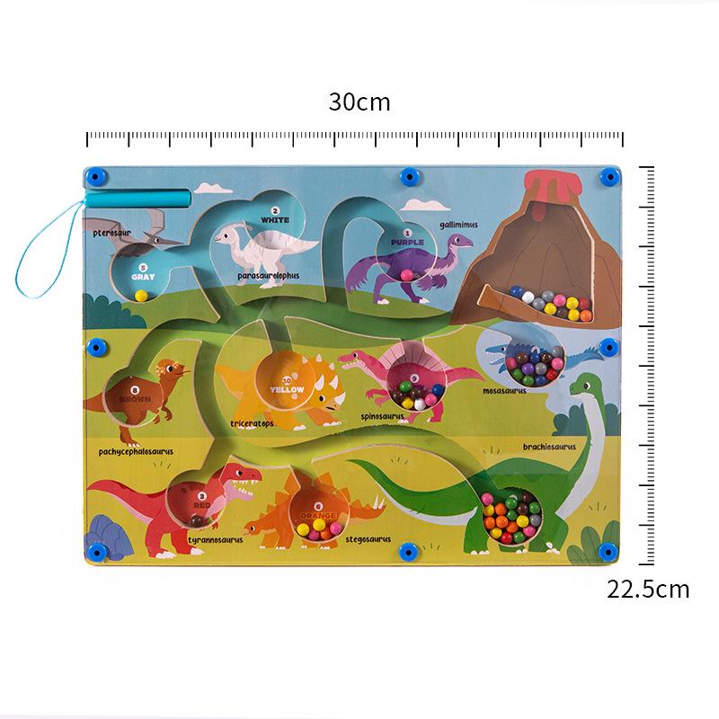 Wooden Dinosaur Ice Cream Maze: Magnetic Puzzle for Kids' Spatial and Logical Thinking, Pencil Grip, and Early Education