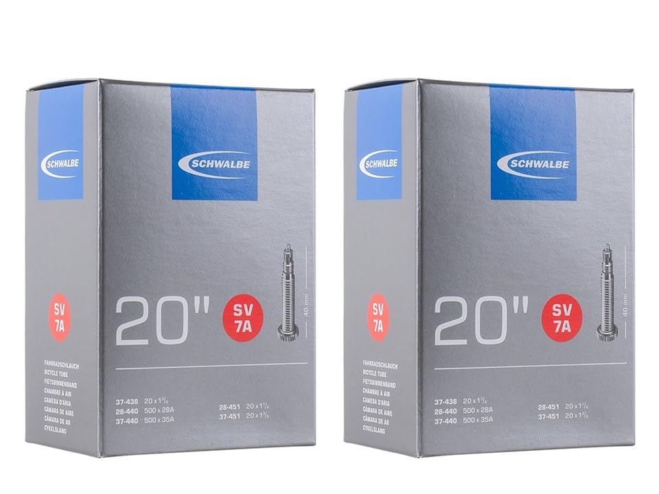 

Set of 2 SCHWALBE 20x1 1/8 (451) and 20x1 3/8 (451) Presta Valves, 7ASV [Imported]