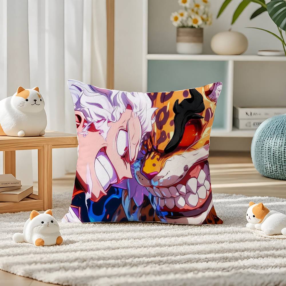 One Piece Gear Five Luffy Anime Plush Pillow Cover Soft Short Plush Cushion Cover For Sofa Bedroom Home Decor Gift Decoration