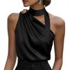 Women's Elegant Color Off,shoulder High Neck Sleeveless Versatile Top