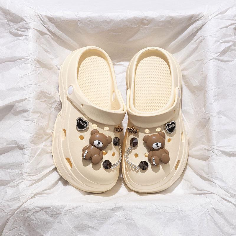 Niedliche Damen-Strandsandalen mit geschlossener Zehe, Absatz, rutschfester Sohle und dicker Sohle