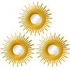 3 peças de espelhos dourados para decoração de parede, casa, quarto, banheiro, ornamento pendurado, suprimentos de artesanato, espelho decorativo de girassol dourado