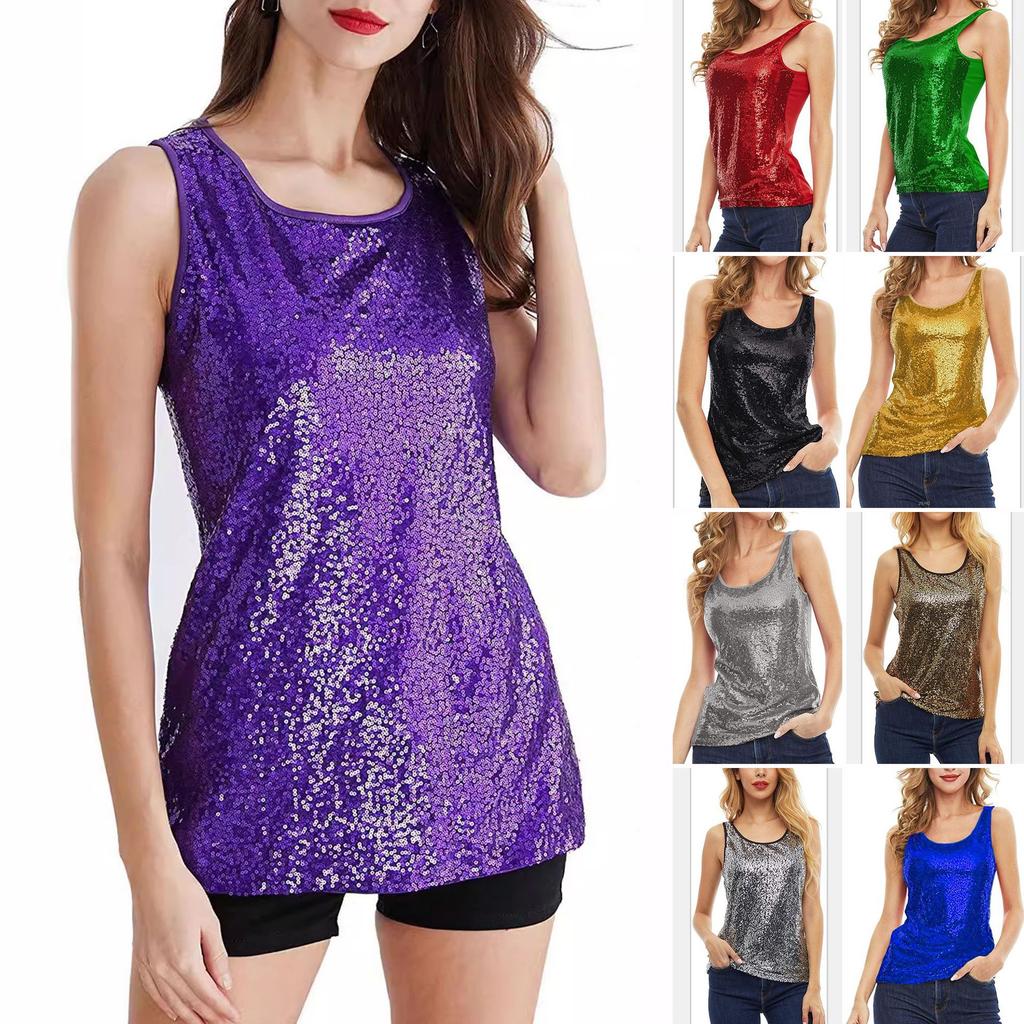 Women's Shine Sequins Decorative Vest Waist Type