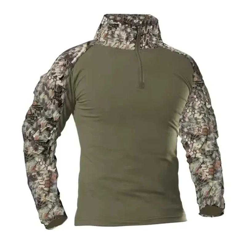 Herren Outdoor Taktische Wander-T-Shirts, Jagd Tarnung Langarm Jagd Klettershirt, Herren Atmungsaktive Sportbekleidung