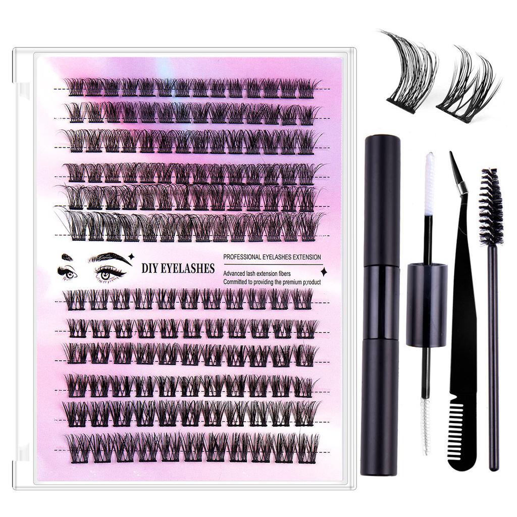 Diy Segmented False Eyelashes 12 Rows Large Capacity Glue Tweezers Set Combination Eyelashes