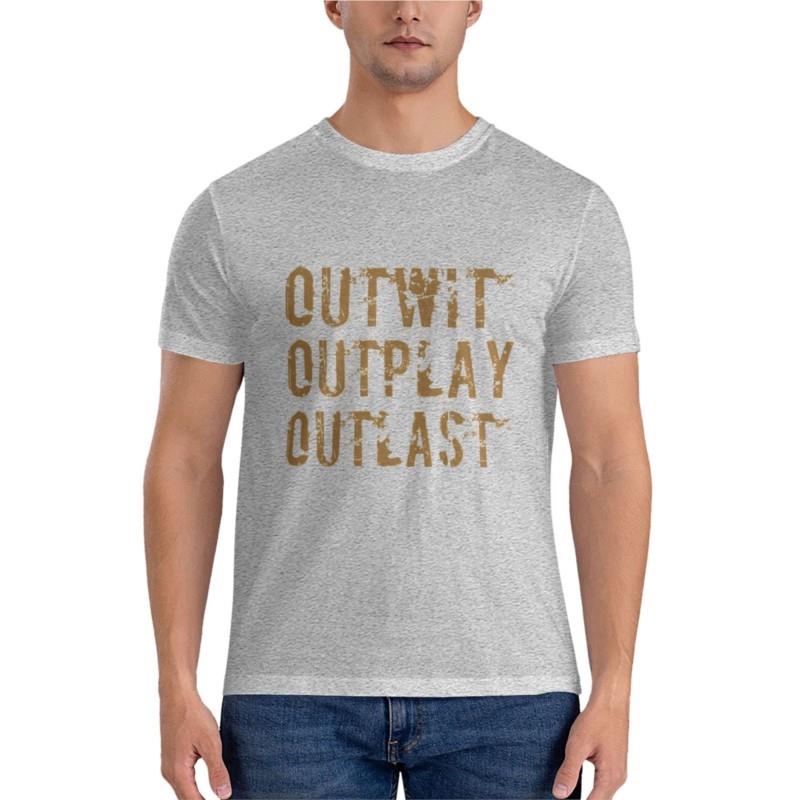 Outwit Outplay Outlast Classic TShirt cat shirts plain white t shirts men men clothes t shirts for men cotton S