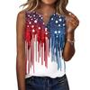 Canotta da donna senza maniche con scollo a V e bottoni sul davanti, camicetta casual estiva, stampa bandiera americana, leggera, vestibilità ampia