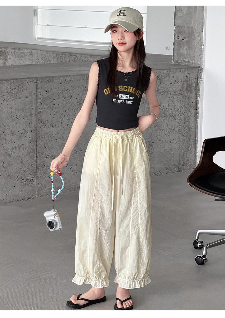 Girls' Summer Lace Wide-Leg Pants 2026 - Lightweight, Casual Bloom Pants for Outdoor Play