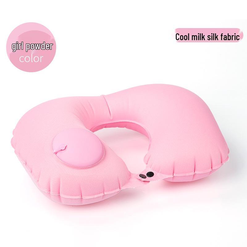 Pressing Inflatable U-Shaped Travel Pillow: Portable Airplane Headrest & Nap Neck Support