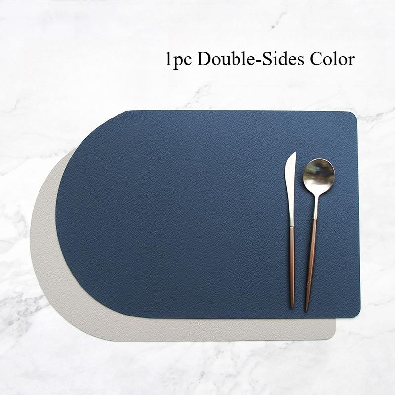 Nordic PU Leather Double-Sides Placemats Waterproof Heat-Resistant Dining Table Mats Home Hotel Restaurant Western Food Plate 44x30cm 1pc