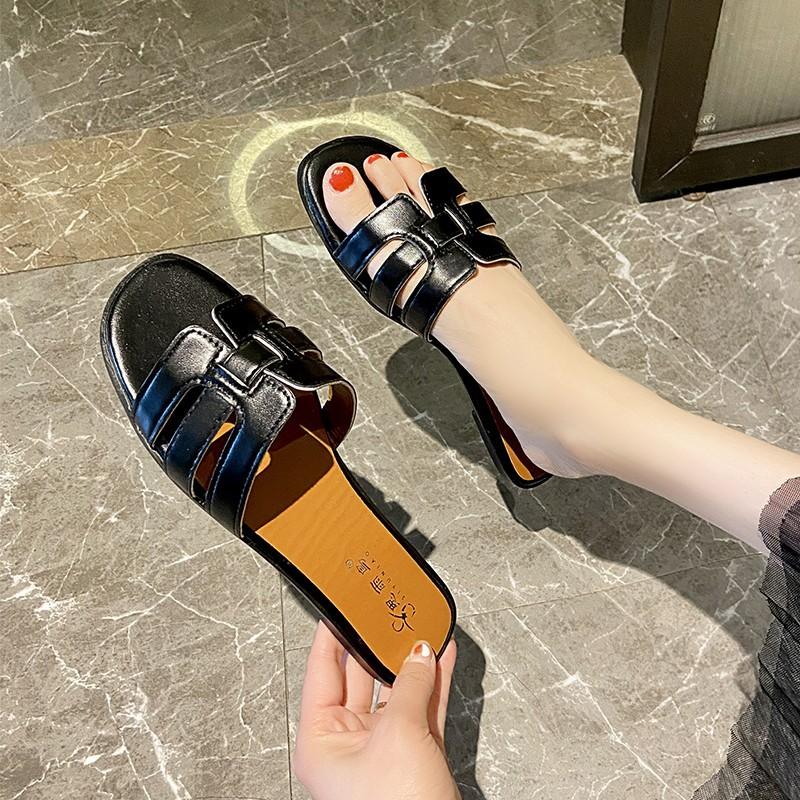 Women's Summer Flat Slides, Solid Color Lightweight Outdoor Shoes, Casual Beach Slide Shoes