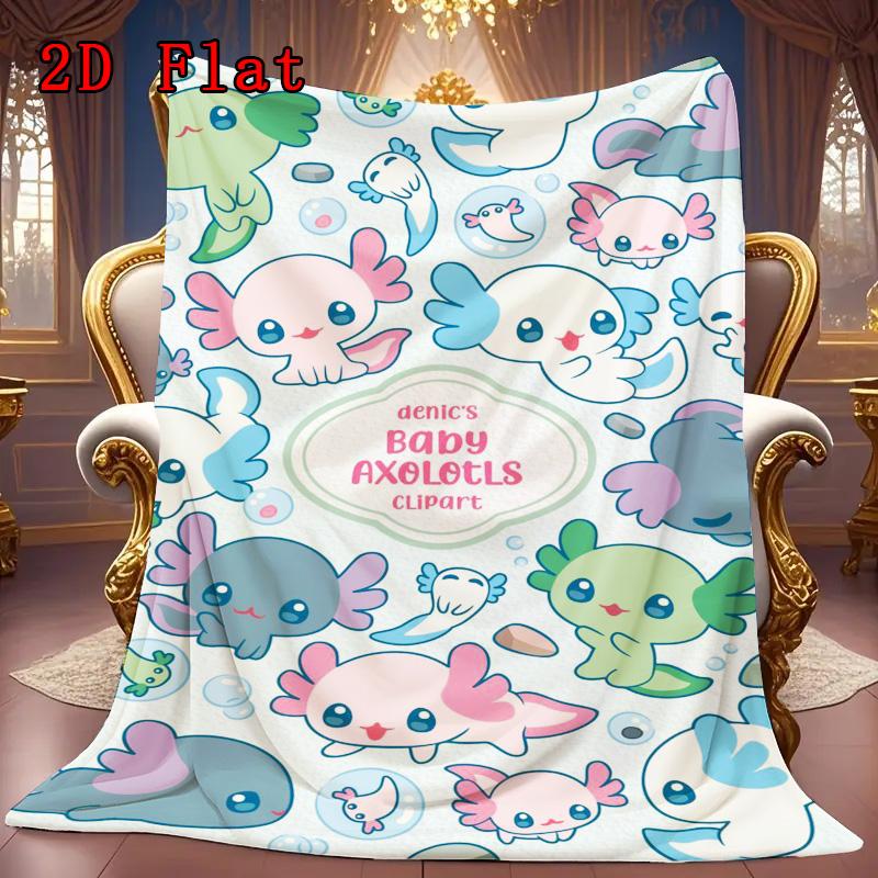 Cute Axolotls 2D Flat Pattern Flannel Blanket High quality All Seasons Warmth and Comfort Perfect for Christmas Gifts.PMT0914068