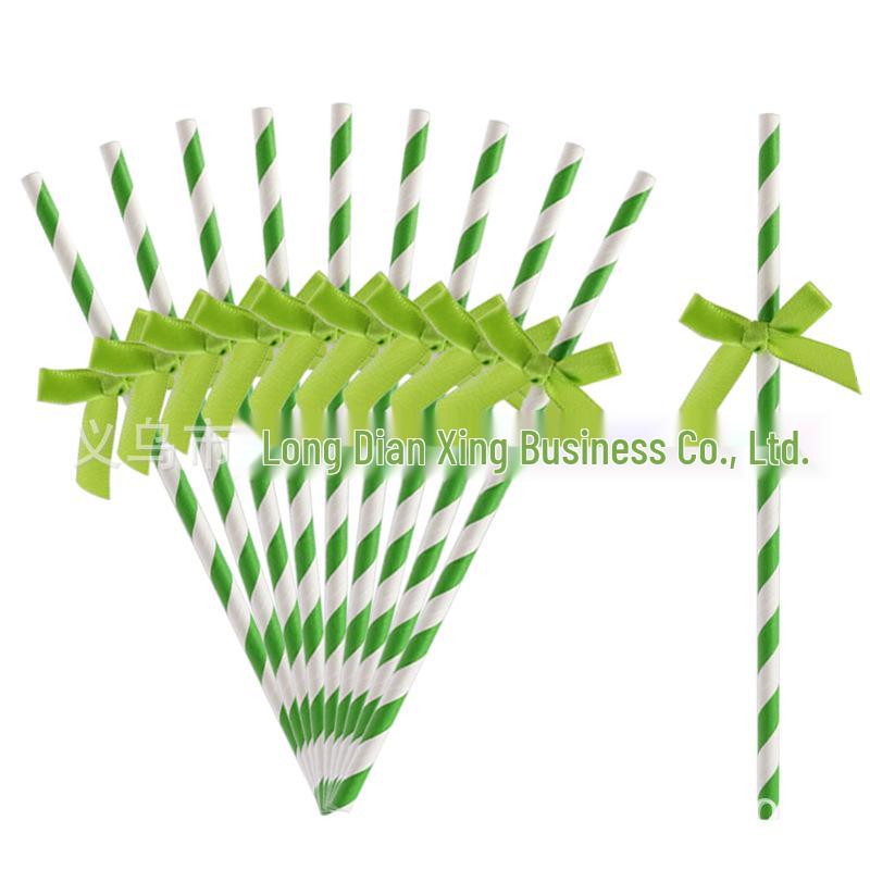 Disposable Paper Straw Bow for Children's Birthday Cupcake Decoration