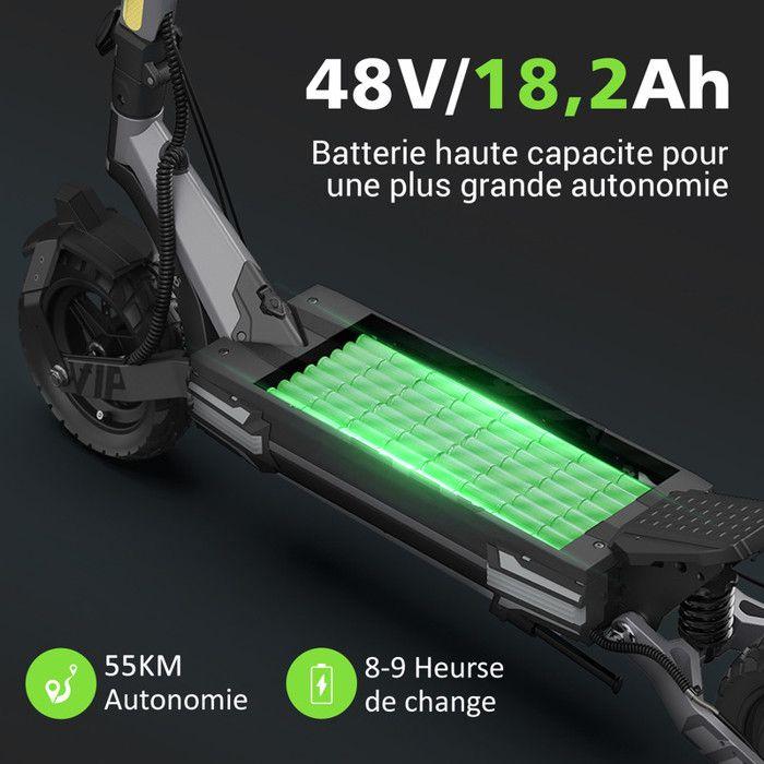 Trottinette Electrique Pliable 10'' Ecran LED 4,5'' 1000W 55km Autonomie 3 Vitesse 45km/h Max Batterie 48V/18,2Ah Scooter Adulte