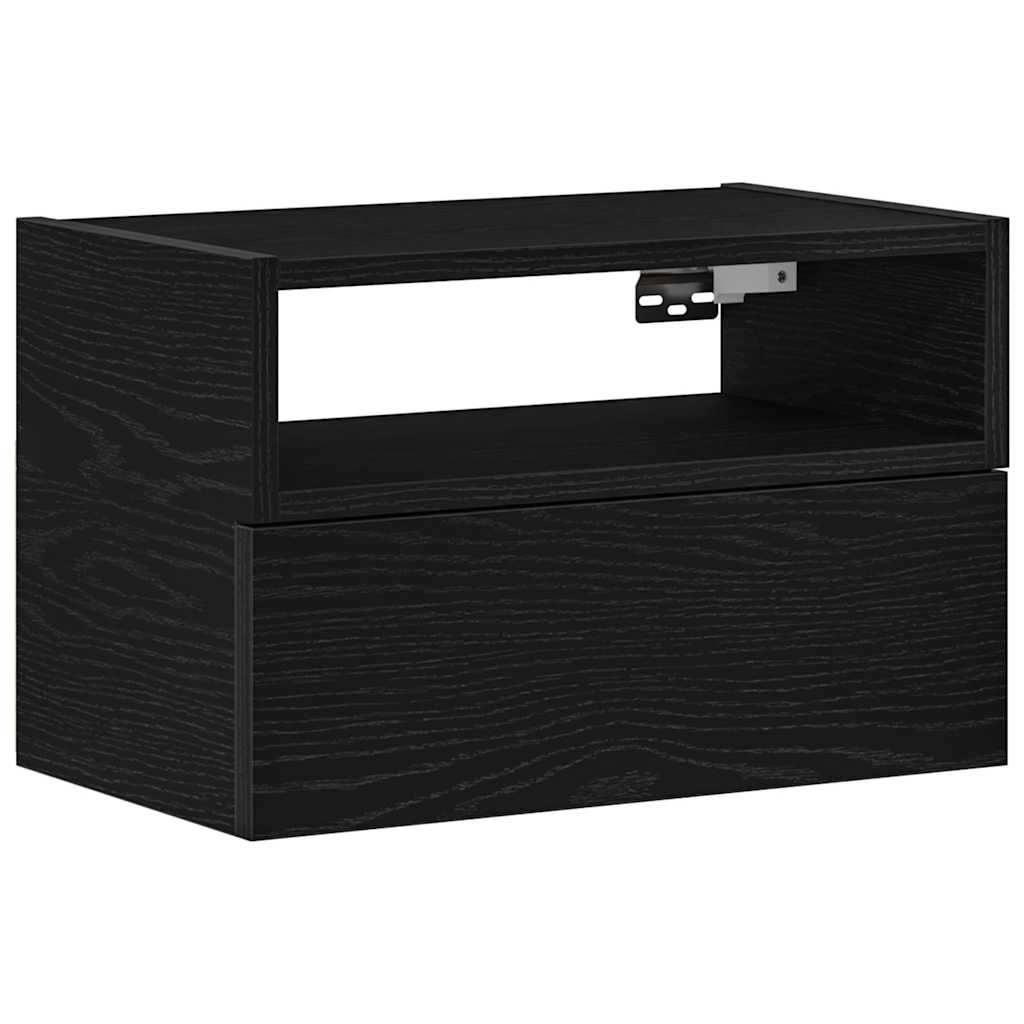 Wall Mounted Nightstand Black 45 x 26 x 28.5 cm