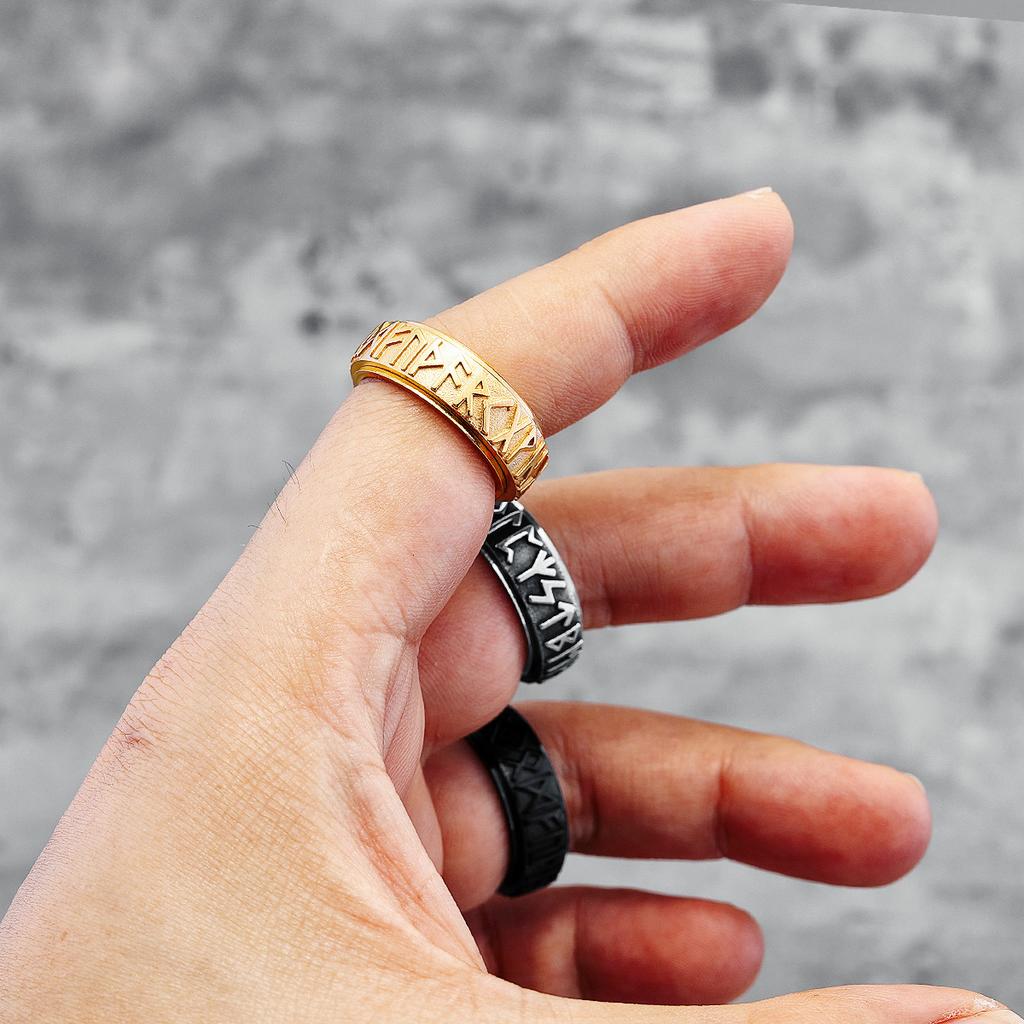 Viking Ring 316L Stainless Steel Rotatable Spin Men Jewelry Punk Rock Gift for Boyfriend Top Quality