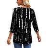 Women's Casual Plaid Print V-Neck Three-Quarter Sleeve Blouse for Everyday Wear