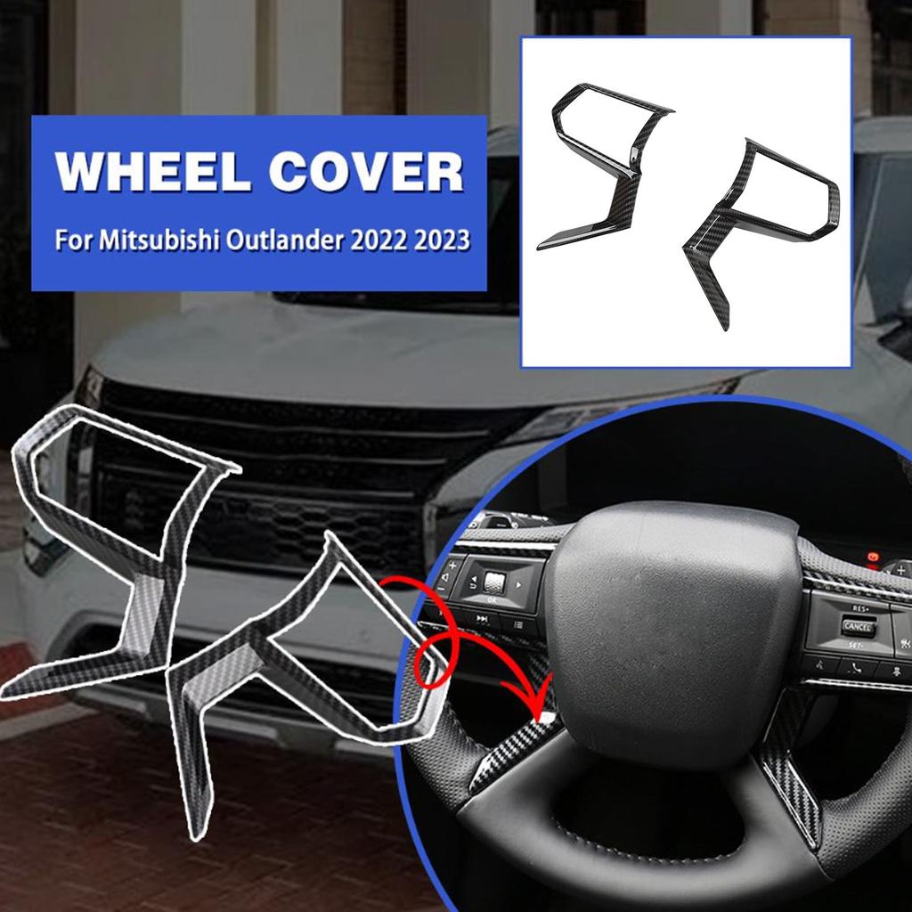 2Pcs Steering Wheel Cover Decoration Frame Trim Replacement for Mitsubishi Outlander 2023 Car