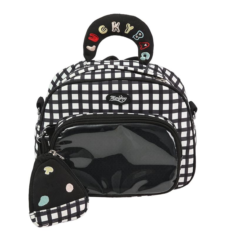 Plaid Ita Mochila Original Preppy Style Transparent Mochilas Large Capacity Backpack Versatile School Bag Letter Bags for Woman