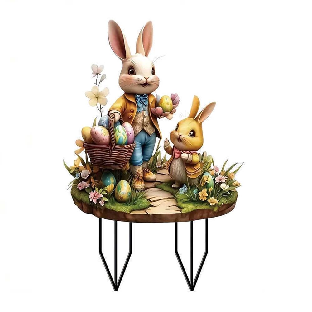 Easter Acrylic Garden Stake Decoration Multi-Function Yard Ornaments Waterproof Courtyard Statue for Outdoor Decoration