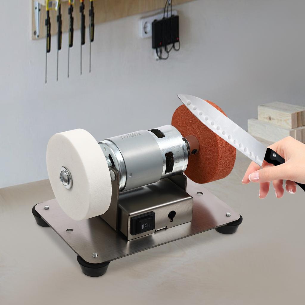 Electric Benchtop Grinder with Dual Grinding Wheels, Adjustable Variable Speed 3000-6000 RPM Compact Table Grinding Tool