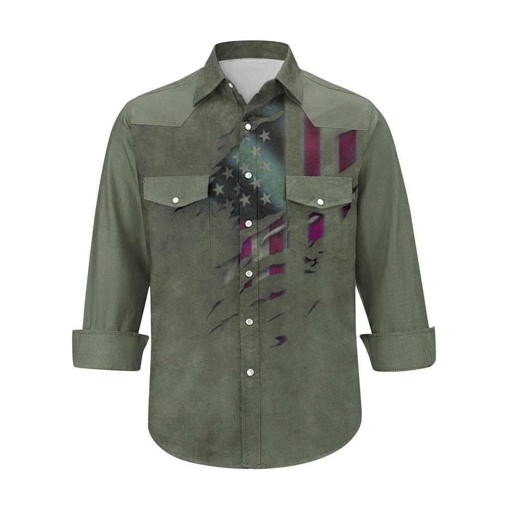 Pánské módní s klopou a krátkým rukávem ležérní top délky po ramena