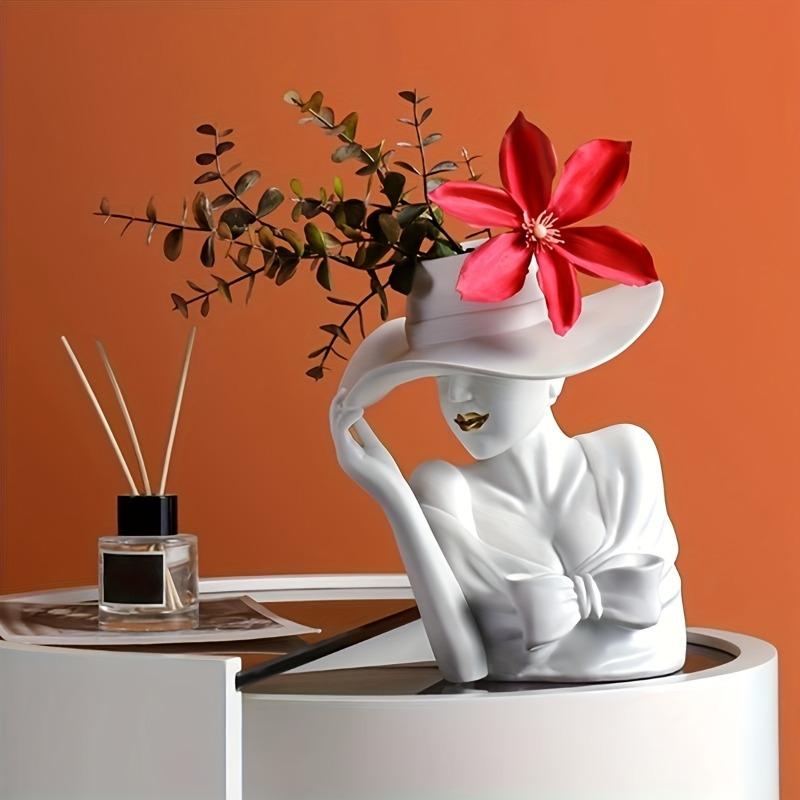 1 Stück Nordic Minimalistisches Elegantes Göttinnen-Blumenarrangement Harz-Ornament für Wohnzimmer Eingang Geeignet für Tee