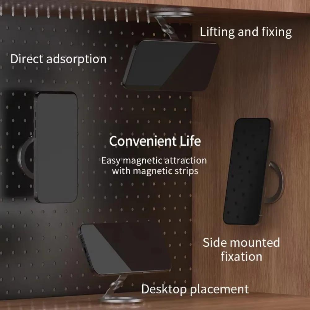 Portable Magnetic Phone Ring Holder Double-sided 360° Rotation Cell Phone Grip Stand Metal Foldable Stand For MagSafe Devices