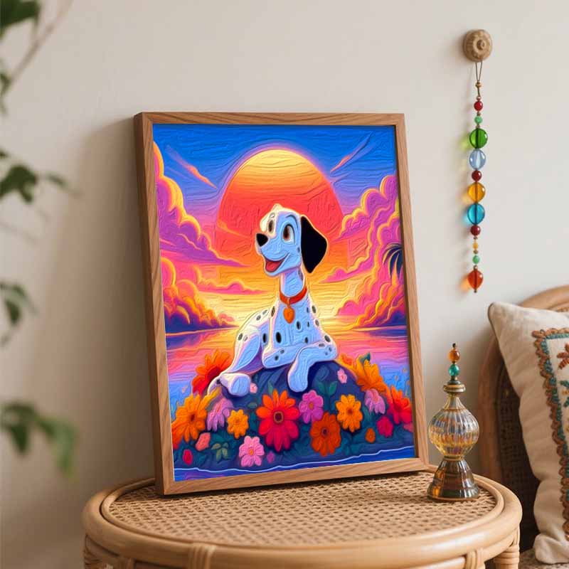 Disney DIY Painting Kit Dalmatian Sunset Flowers Classic Style Home Decor Craft Gift Idea Art Supplies Canvas Wall Decor Painting Sets