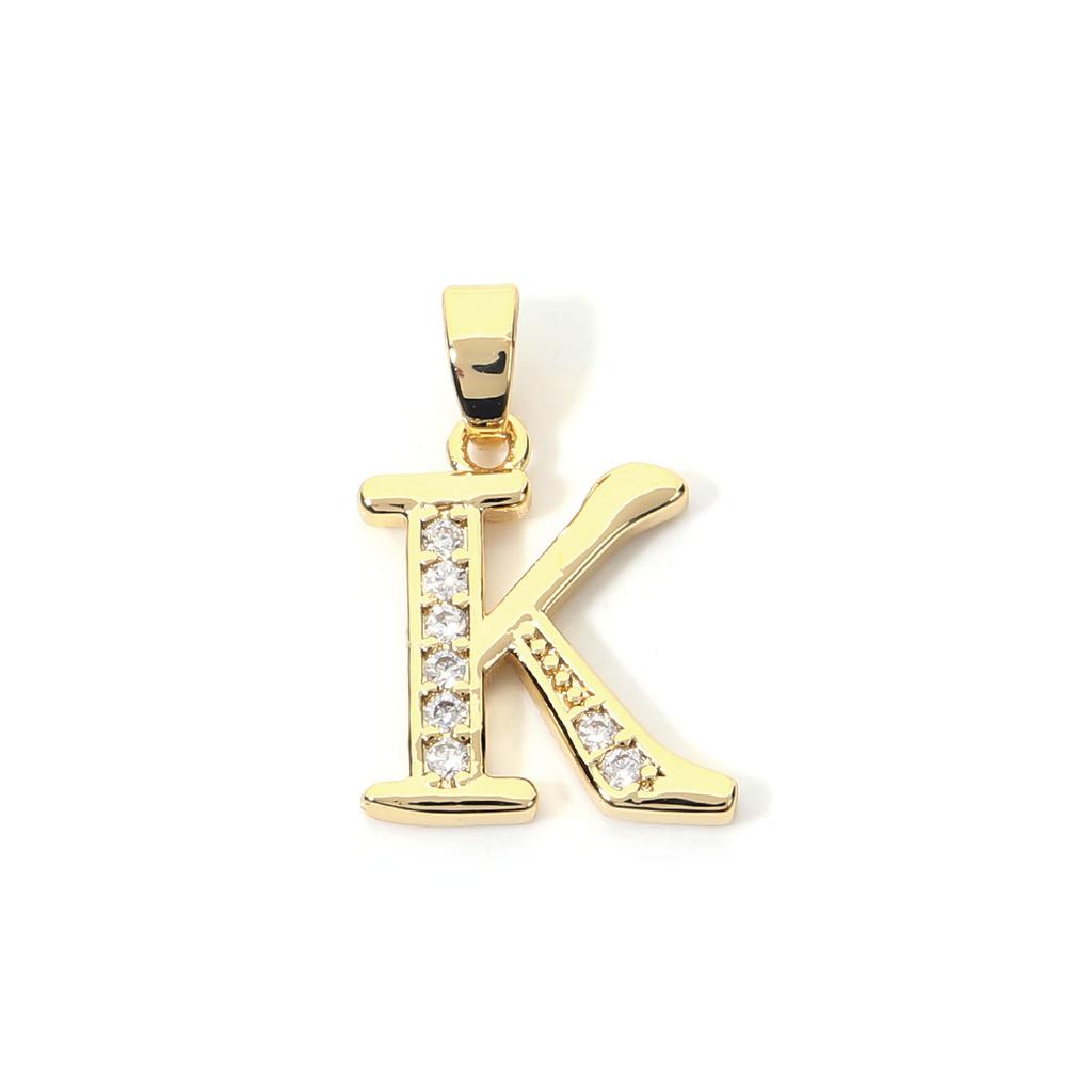 Fashion Gold Plated Letter Charms Alphabet A-Z Zircon Metal Letter Pendants For Jewelry Making DIY Bracelet Necklace Accessories