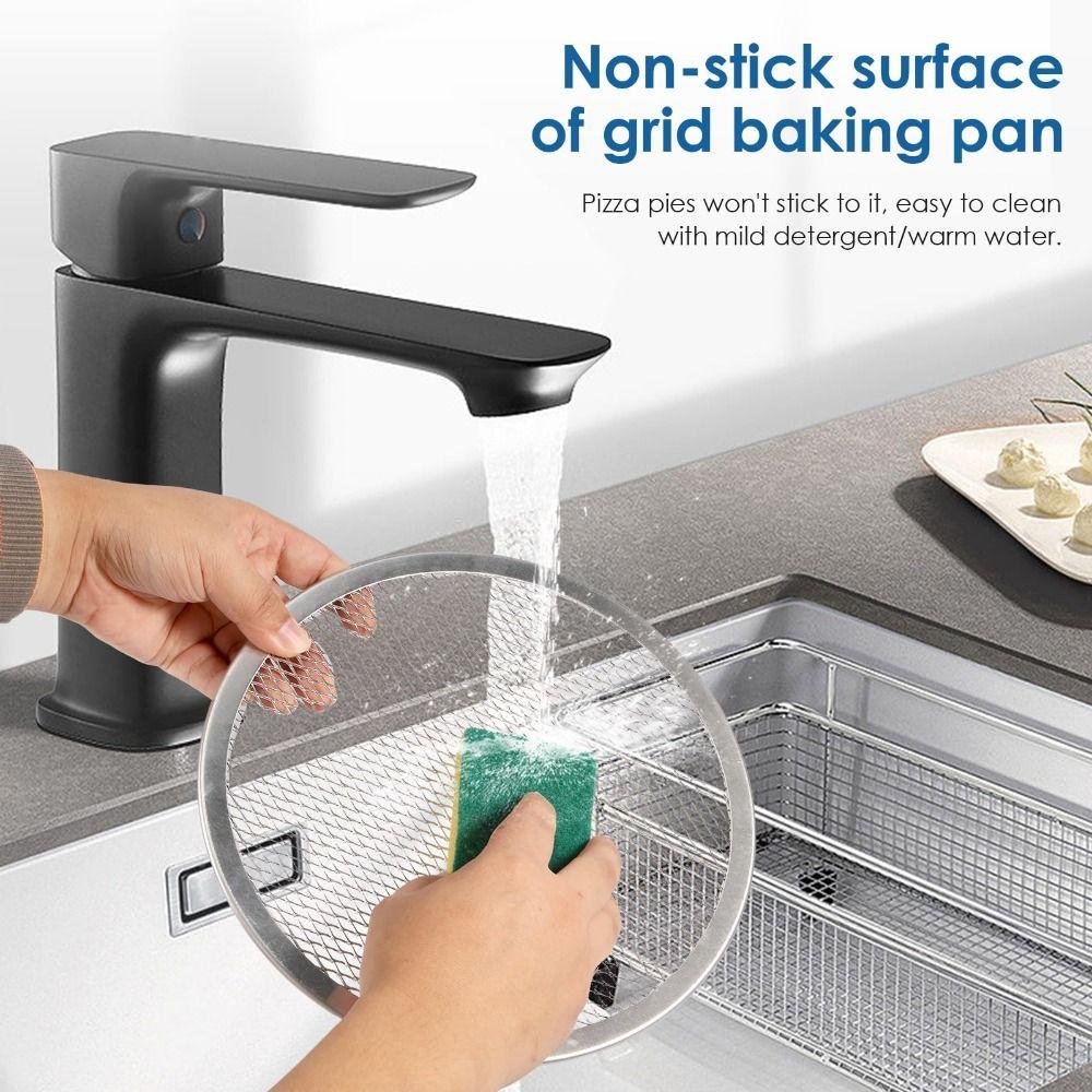 Metal Net Pizza Pan Reusable Bakeware Mesh Net Barbecue Grate  Kitchen