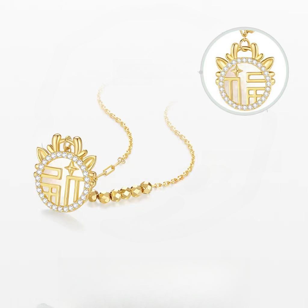 Yingfulong Necklace for Women's Light Luxury Dragon Horn Shell Pendant Clavicle Chain Gift