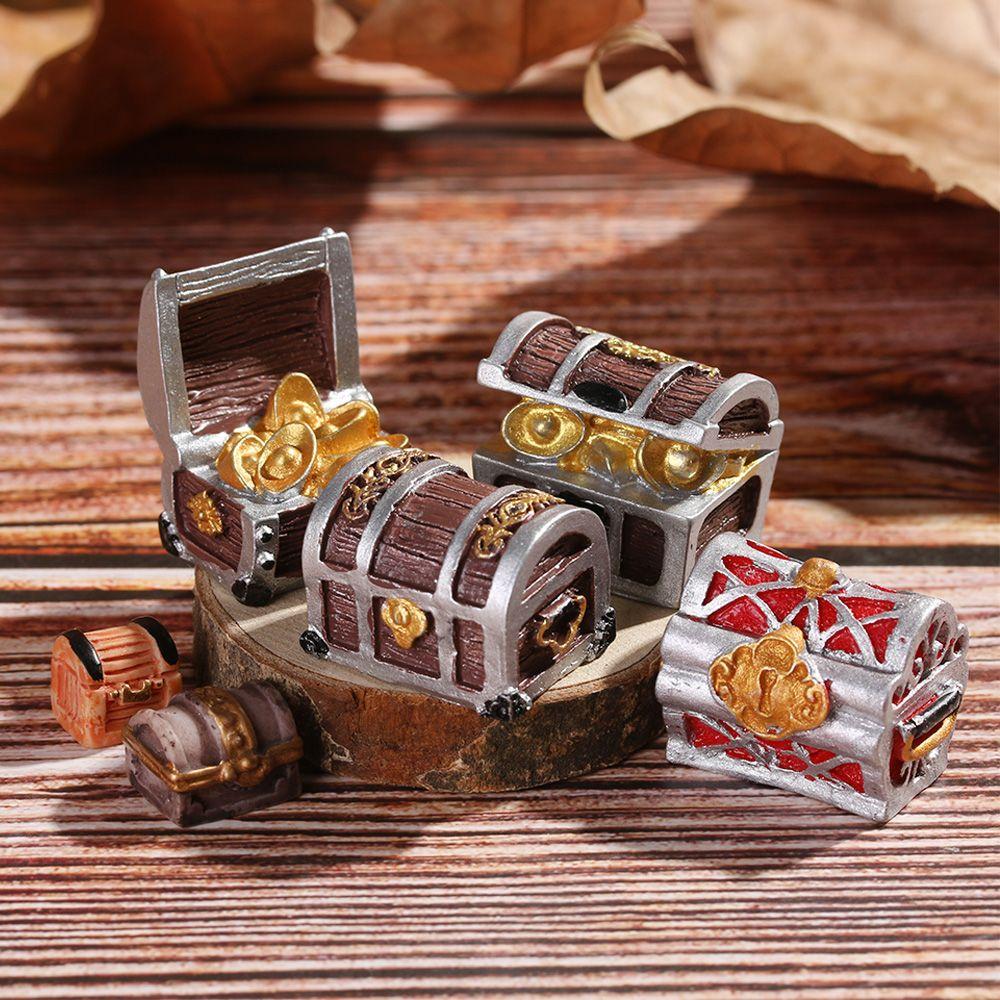 Jewelry Box Pirate Adventure Game Doll House Treasure Chest Figurine Miniature Cashbox Ornament Mini Toys Home Decoration