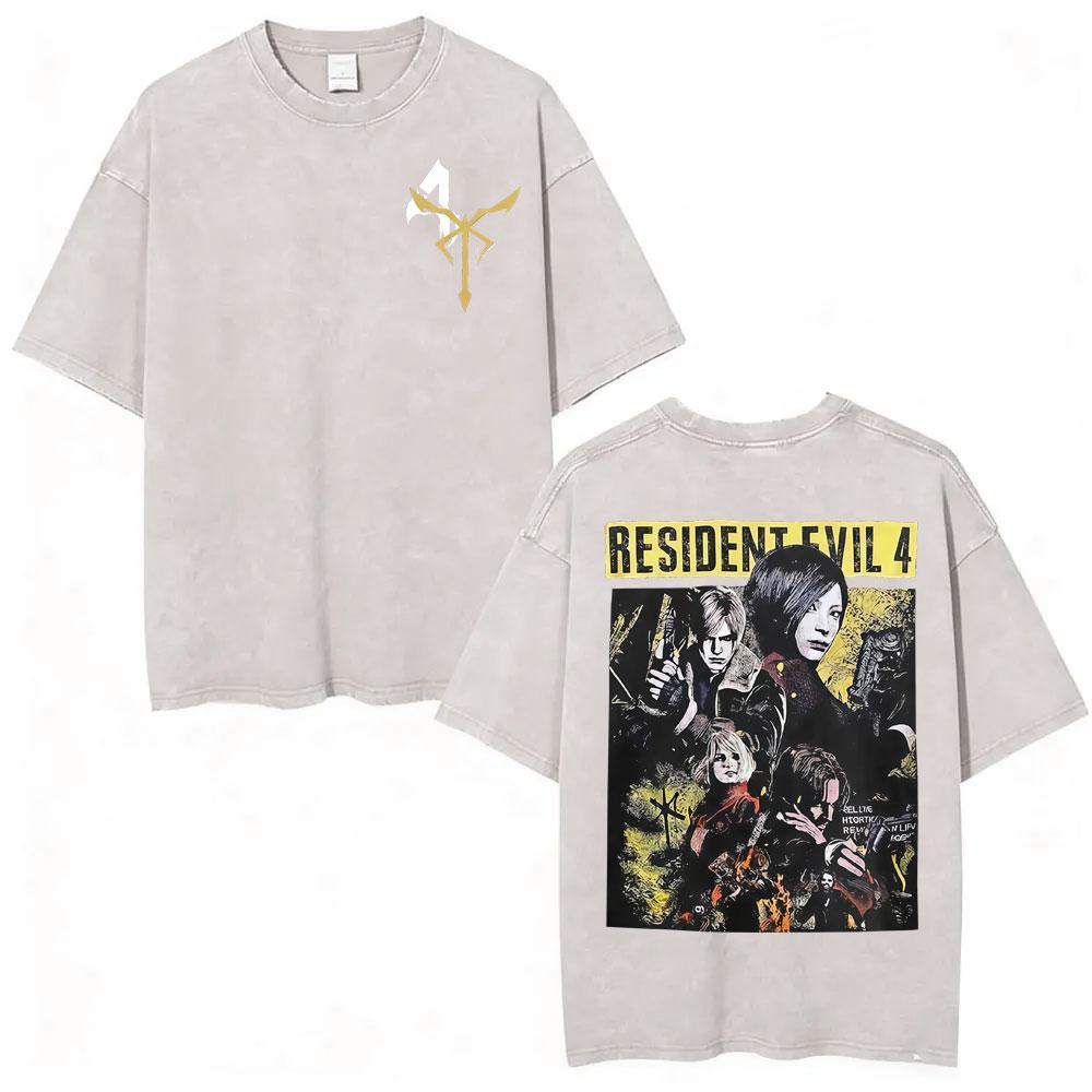 T-shirt Anime Édition Limitée Resident Evil Requiemm Vêtements pour Hommes Gothique Vintage Lavé T-shirts Hauts d'Été T-shirt à Col Rond Streetwear