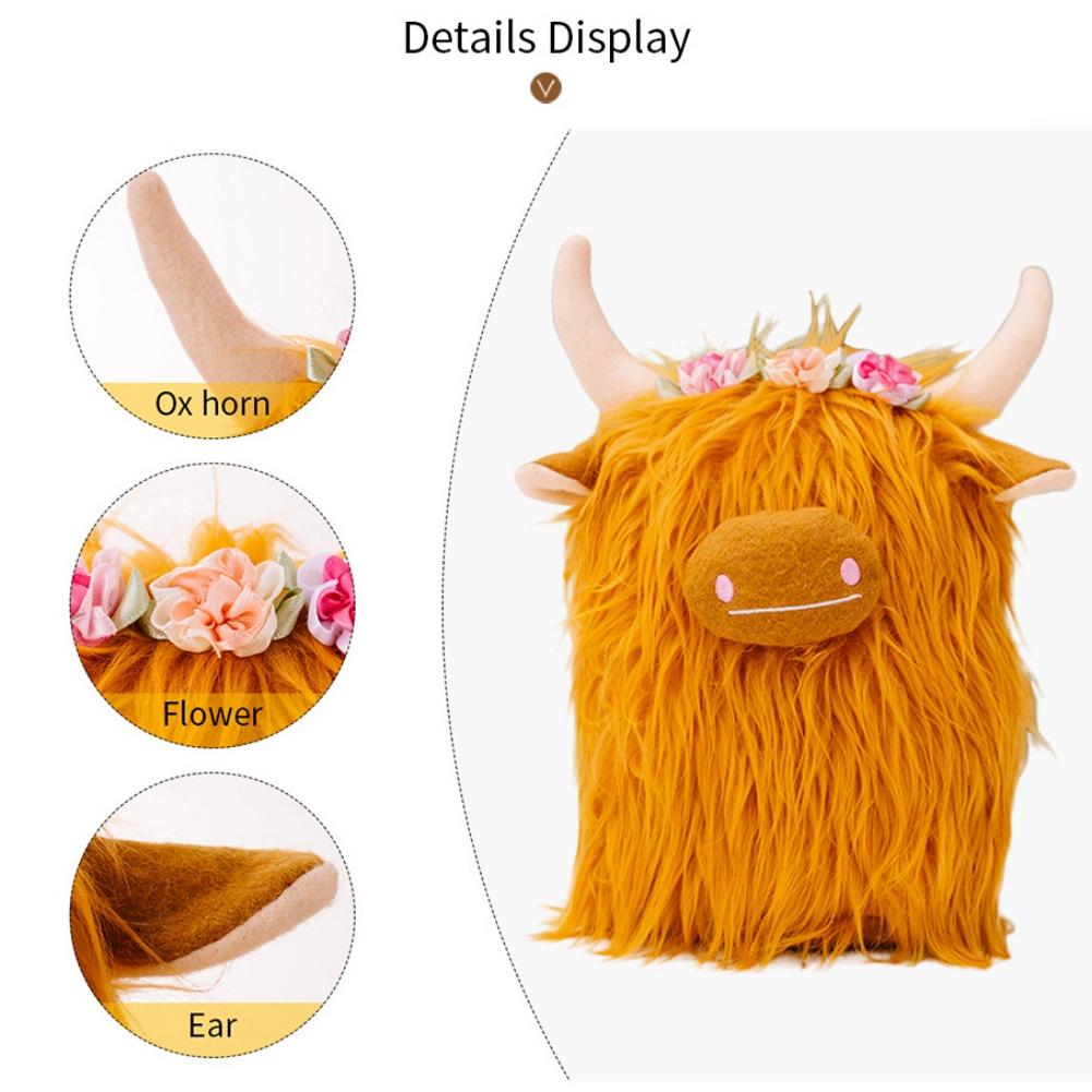 Yak Plush Dolls Holiday Decoration Dolls Dwarf Scottish Yak Decorated Dolls