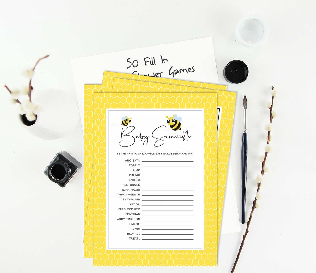 Inkdotpot Gender Neutral Honey Bee Party Supplies-Set Of 50 Baby ShowerA  Prediction Cards For Baby Shower