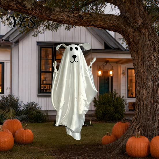 Halloween Ghost Decoration With Best Materials Hanging for Outdoor Decoration, Cute Flying Satin White Home, Tree, Porch, Patio, Lawn, Garden, Holiday