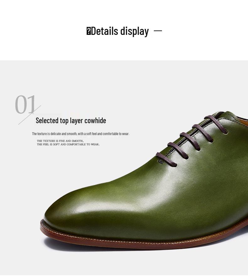 Pánské ručně barvené společenské boty z full-grain kůže se špičatou špičkou - britský formální styl