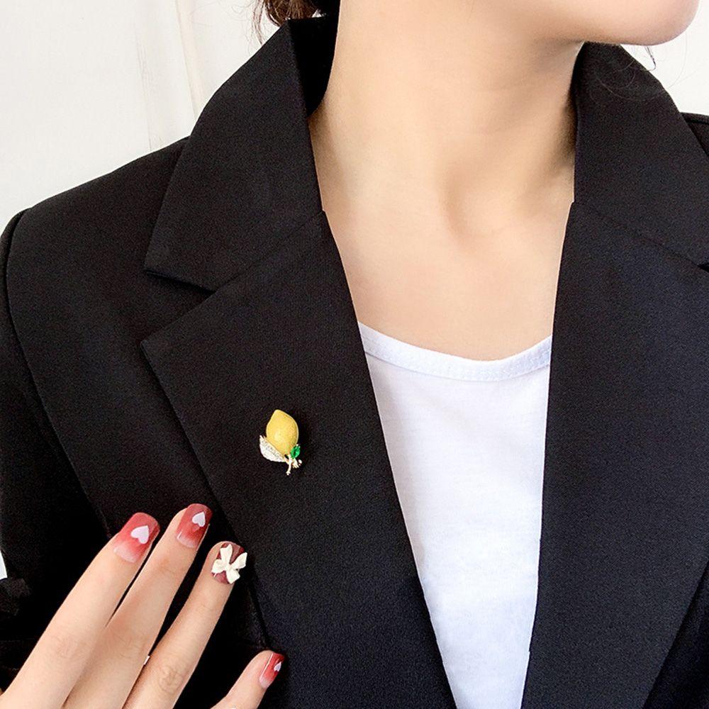 Rhinestone Male Coat Accessories Fruit Korean Style Pin Lemon Brooches Women Badge Fashion Jewelry