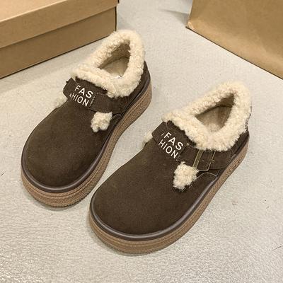 Moda Nuovo Antiscivolo Inverno Caldo Peluche Corto Scarpe da Donna Outdoor Piatti con Vendita Calda 2024 Outdoor fibbia Punta Rotonda Scarpe da Donna