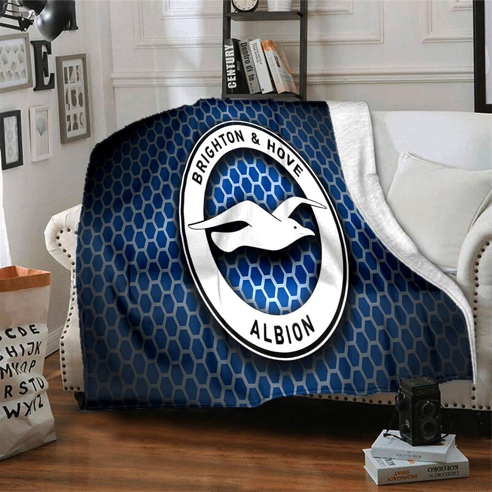 Brighton & Hove football club Flannel Blanket, Soft Polyester, Modern Design, All-Season for Camping, Travel, Gifts for holidays or birthdays