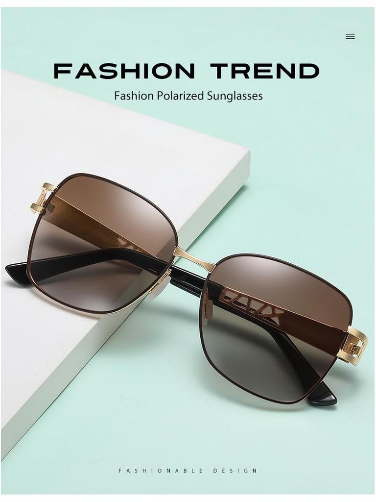 Women's 2022 Fashion Metal Polarized Rhinestone Sunglasses, Large Frame A683
