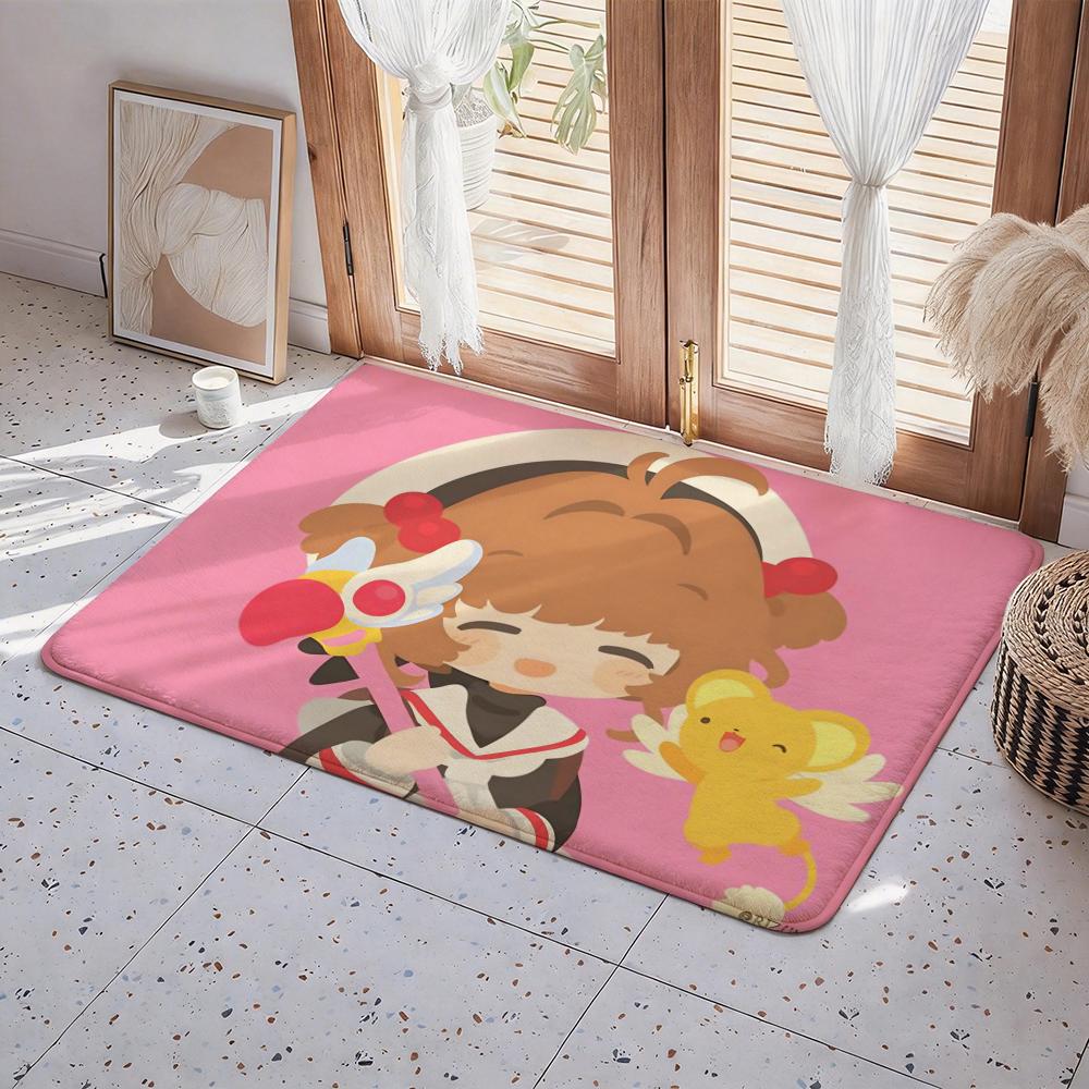 C Cardcaptor S Sakura Cartoon Floor Mat Eco Flannel Doormat Non Slip Odorless Indoor Floor Rug Soft Short Plush Home Mat