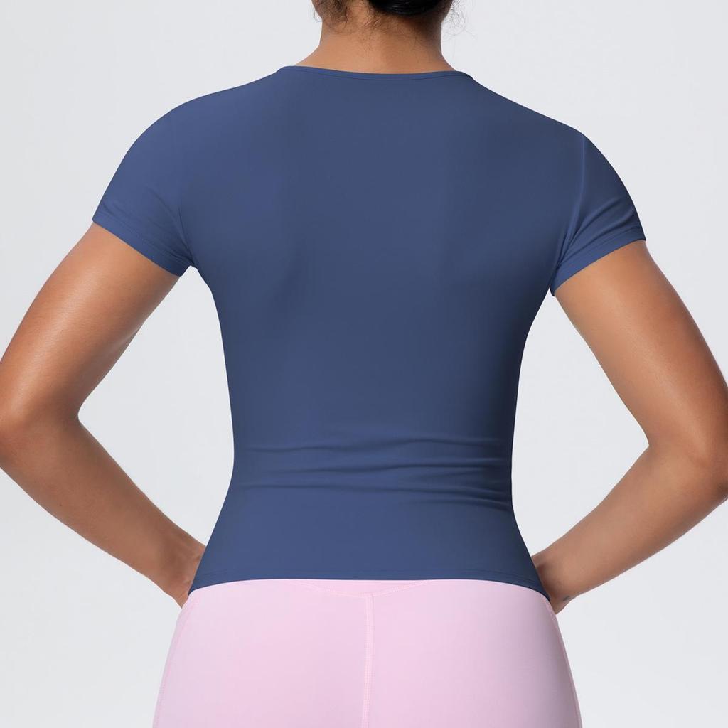 Maglietta da Running da Donna ad Asciugatura Rapida Controllo Pancia - Manica Corta, Sensazione di Nuvola, Top Casual Yoga Fitness.