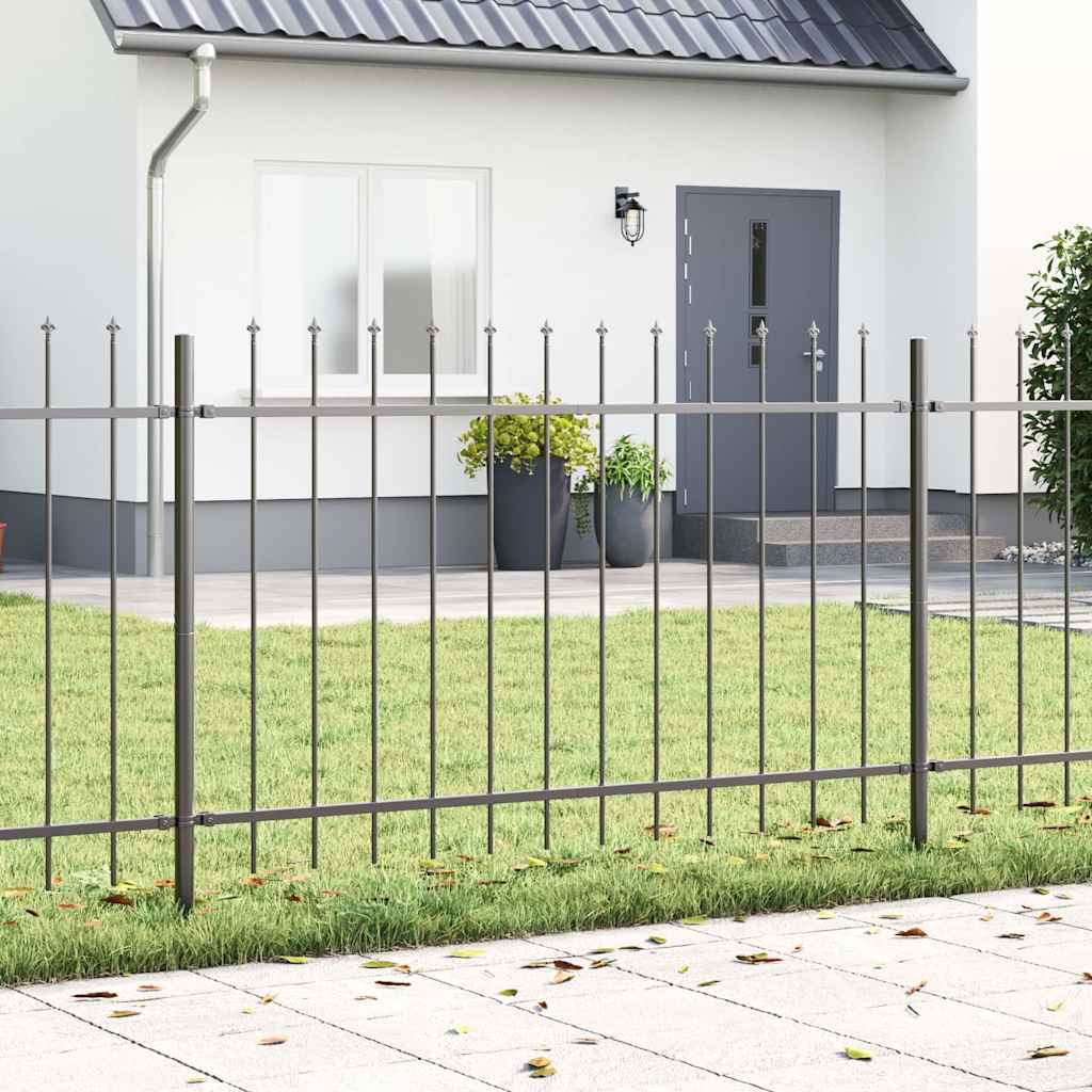 Garden Fence Panel 2 Pcs Gray 3.4 X 0.8 M Powder Coated Steel