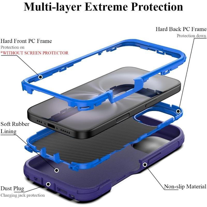 Military Grade Armor Full Body Protection Hard Cases for IPhone 17 Air 16E 16 Pro Max Rugged Shockproof Dustproof Phone Cover
