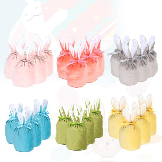 24 Stück Hasen-Geschenktüten, Samttüten mit Kordelzug, Hasen-Geschenk